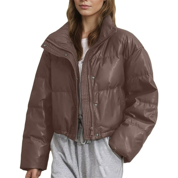 Nafuu Women Winter Coat Petite Solid Color Short Puffy Quilted Warm Down Lightweight Hooded For Cold Weather Fashion Leisure Home Jacket