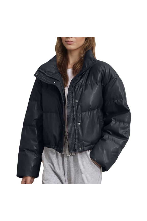 Women Winter Coat Petite Solid Color Short Puffy Quilted Warm Down Lightweight Hooded For Cold Weather Fashion Trendy Vacation Outerwear