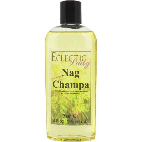 Nag Champa Bath Oil - Scented Body Oil - Relaxing & Moisturizing Bathing Oil - Fragrance Body Oil For Dry & Rough Sensitive Skin - 8 oz