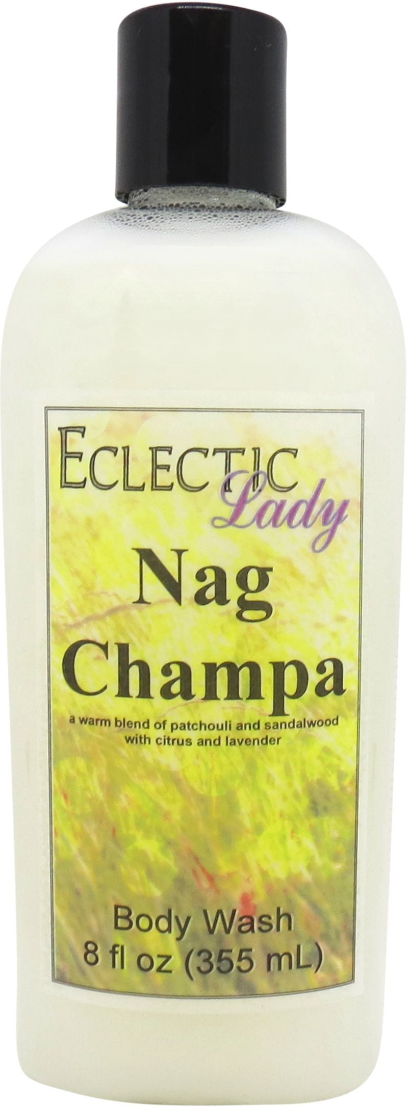 Nag Champa Body Wash by Eclectic Lady, Liquid Shower Gel for Women and Men, 8 Ounces
