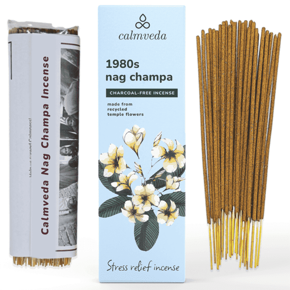 Nag Champa Incense Sticks - 80 Sticks | Earthy, Floral Scent Charcoal free Incense Sticks