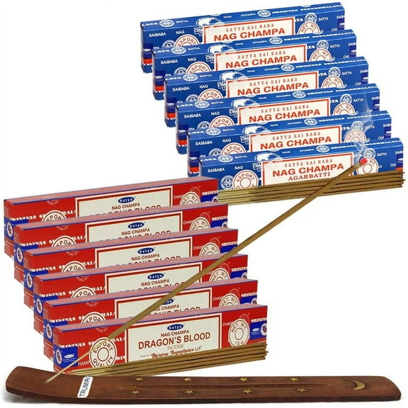 Nag Champa Incense Sticks And Dragon'S Blood Incense Sticks With Incense Holder Bundle For Home Fragrance And Spiritual Décor