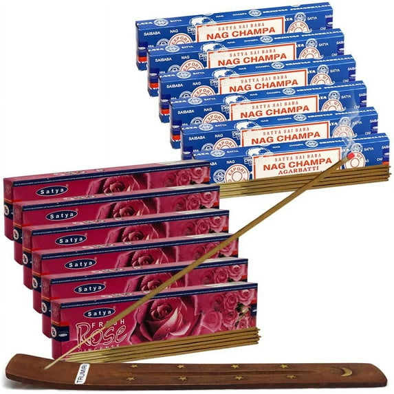 Nag Champa Incense Sticks And Fresh Rose Incense Sticks With Incense Holder Bundle For Home Fragrance And Spiritual Décor