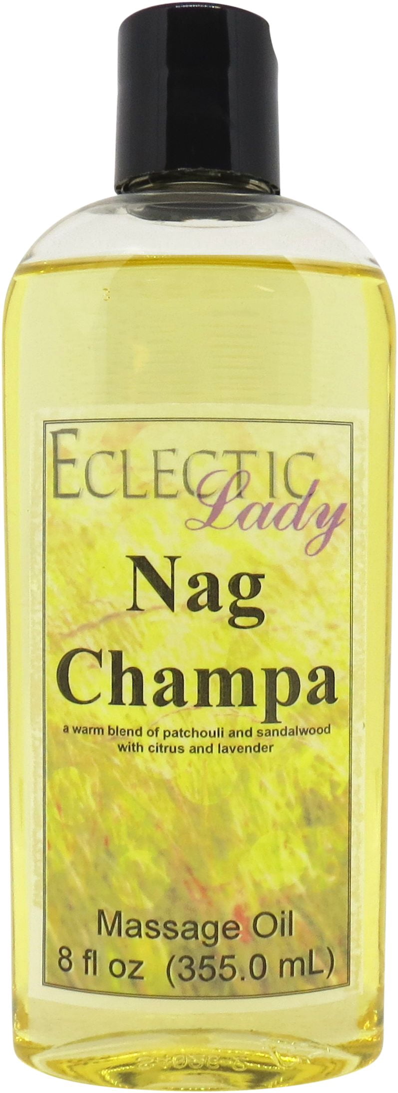 Nag Champa Massage Oil by Eclectic Lady, 8 oz, Sweet Almond Oil and Jojoba Oil