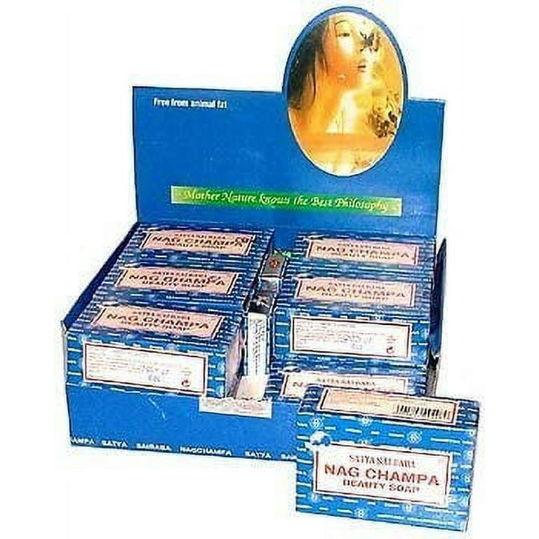 Nag Champa Natural Soap - Box of 12 Regular 75 Gram (2.5 Ounce) Bars -  Satya Sai Baba by Satya Soap 