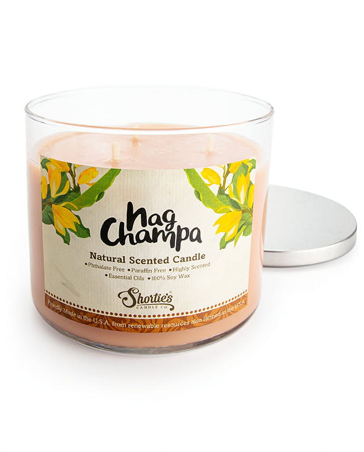 Nag Champa Scented 3 Wick Candle - All Natural - Made with 100% Responsibly Sourced Soy and Essential Fragrance Oils - Phthalate & Paraffin Free, Vegan, Non-Toxic