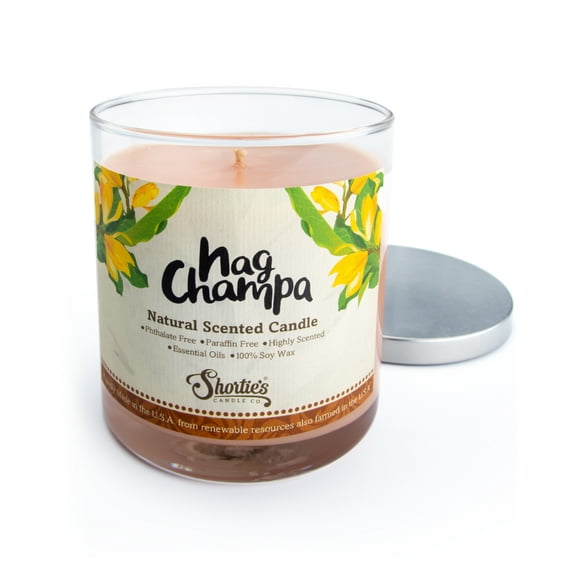 Nag Champa Scented Natural Soy Candle, Essential Fragrance Oils, 100% Soy, Phthalate & Paraben Free, Clean Burning, 9 Oz.