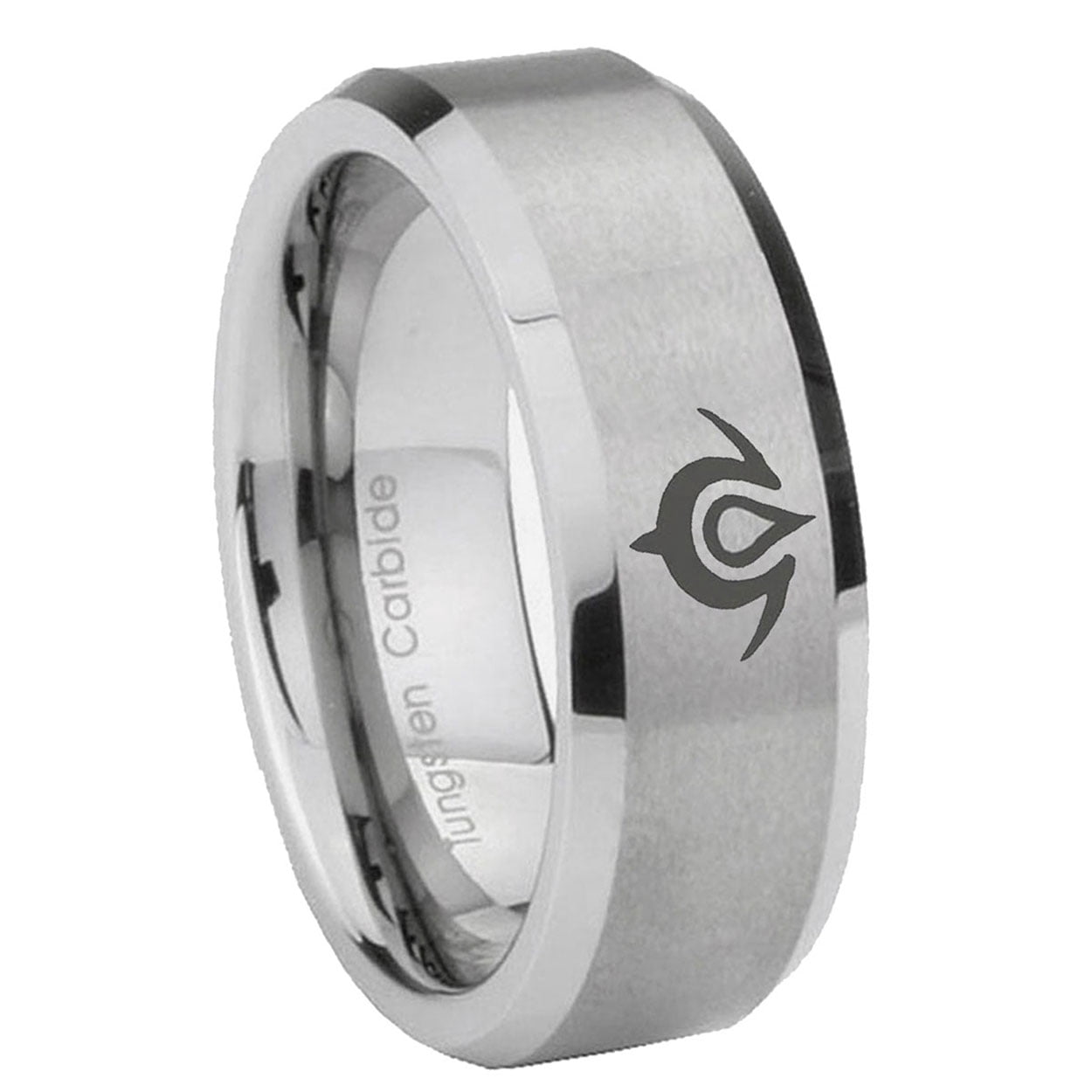 Naga 8MM Brushed Beveled Edge Gray Tungsten Promised Ring - Walmart.com