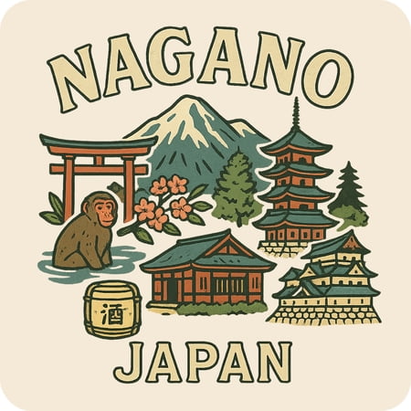 Nagano Japan Keepsakes Souvenir Vinyl Sticker – Destination Travel Keepsake Collectible (3-Inches Wide)