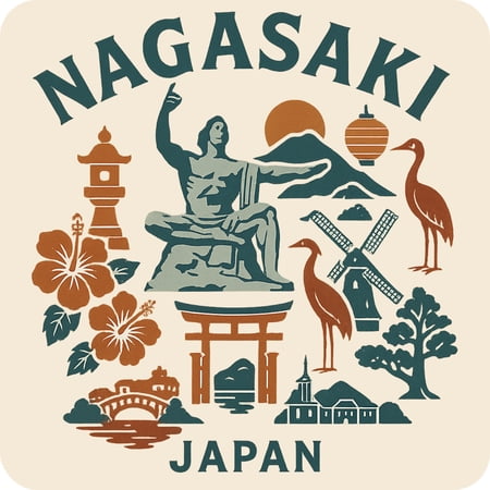 Nagasaki Japan Keepsakes Souvenir Vinyl Sticker – Destination Travel Keepsake Collectible (3-Inches Wide)