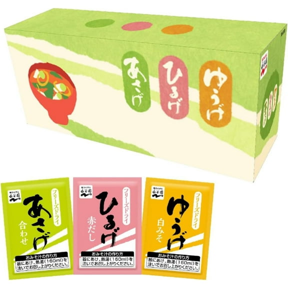 Nagatanien Miso Soup Asage Hiruge Yuge Assort Box (Powdered) Made in Japan 30 Servings - Tokyo Sakura Mall