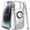 thumbnail image 1 of NageBee Designed for iPhone 13 Pro Max Magnetic Case for MagSafe, Tempered Glass Screen Protector/Wrist Strap Lanyard, Glitter Floating Liquid Cute Case (Diamond), 1 of 6