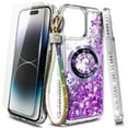 thumbnail image 1 of NageBee Designed for iPhone 14 Pro Max Magnetic Case for MagSafe, Tempered Glass Screen Protector/Wrist Strap Lanyard, Glitter Floating Liquid Cute Case (Purple), 1 of 6