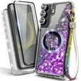 thumbnail image 1 of NageBee Magnetic Case for Samsung Galaxy S24+ /S24 Plus | MagSafe Compatible | Jewel Camera Lens & Tempered Glass Screen Protector & Wrist Strap Lanyard | Glitter Floating Liquid Cover (Purple), 1 of 6