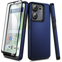Nagebee For Blu View 5 (B160V) Phone Case Tempered Glass Screen Protector Hybrid Dual-Layer Full-Body Protective Shockproof Rugged Dependable Phone Cover (Navy)