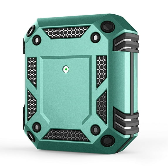 Nagebee Case for AirPods 3 (2021) / 3rd Generation, Protective Heavy Duty Armor Hard PC and Soft TPU Defender Earbuds Case Cover Skin with Carabiner Keychain Clip (Green)
