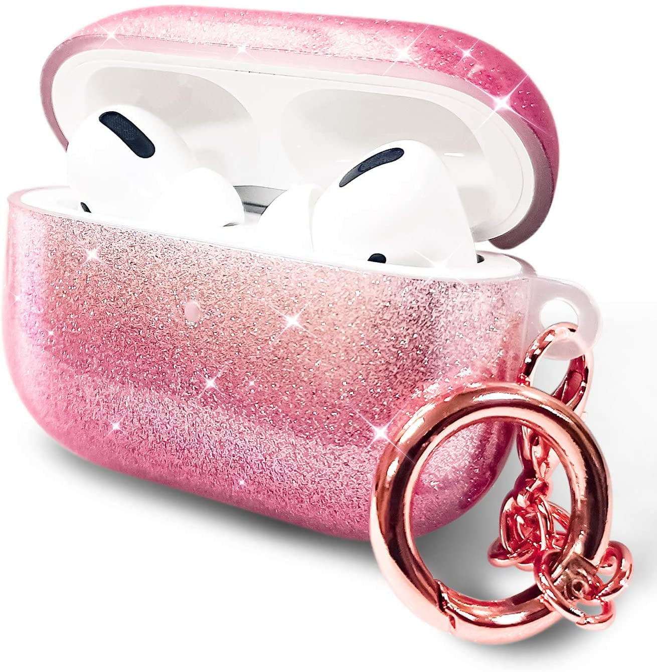 Worry Free Gadgets: Protective Bling Case for Apple AirPods Pro 2 with Keychain Pink