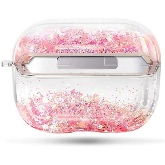 Nagebee Case for AirPods Pro, Sparkle Flowing Floating Protective Shockproof Durable Girls Cute Hard Case Cover Compatible with Apple AirPods Pro 2019 Released (Rose Gold)