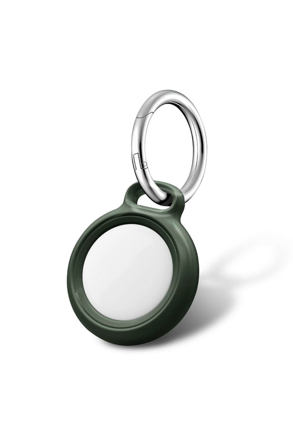 Case for AirTag, Ultra Slim PC Holder Keychain Loop Ring Anti-Loss Lightweight Tracker Key Finder Cover with Carabiner Clip Compatible with Apple AirTag 2021 (Green)