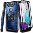thumbnail image 1 of Nagebee Case for LG Phoenix 5, LG Aristo 5/K31/K31 Rebel L355DL/Tribute Monarch/LG K8X/Fortune 3/Risio 4 with Tempered Glass Screen Protector, Full-Body Magnetic Car Mount Ring Holder Case (Blue), 1 of 7