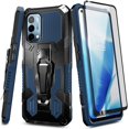 thumbnail image 1 of Nagebee Case for OnePlus Nord N200 5G with Tempered Glass Screen Protector (Full Coverage), Belt Clip Built-in Kickstand Dual Layer Full Body Protective Shockproof Rugged Case (Blue), 1 of 5