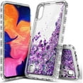 thumbnail image 1 of Nagebee Case for Samsung Galaxy A01 Sparkle Glitter Flowing Waterfall Liquid Floating with Bling Diamond, Durable Girls Women Cute Protective Phone Case (Clear Purple), 1 of 6