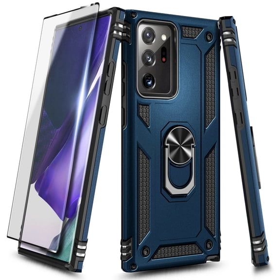 Nagebee Case for Samsung Galaxy S21+ Plus 5G with Screen Protector (Soft Full Cover Caseage), Military Armor [Magnetic Ring Holder & Kickstand] Shockproof Protective Cover Case (Blue)