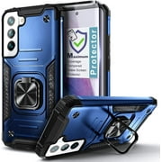 Nagebee Case for Samsung Galaxy S22 5G / S22+ Plus 5G / S22 Ultra 5G with Tempered Glass Screen Protector (Full Coverage), Full-Body Protective [Military-Grade] Magnetic Car Mount Ring Holder (Blue)