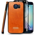 thumbnail image 1 of Nagebee Case for Samsung Galaxy S6 Edge with Screen Protector (Soft 3D Full Coverage), Premium PU Leather Ultra Thin Slim Fit Soft Flexible Non-Slip Grip Shockproof Anti-Scratch Cover Case (Brown), 1 of 2