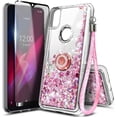 thumbnail image 1 of Nagebee Case for T-Mobile REVVL 4 with Tempered Glass Screen Protector (Full Coverage),Sparkle Glitter Liquid Bling Diamond [Ring Holder & Wrist Strap] Women Girls Cute Case (Rose Gold), 1 of 7