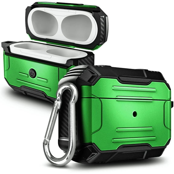 Nagebee Case for AirPods 3, Full-Body Military Shockproof Protective Heavy Duty, Hard PC and Soft TPU Cover with Keychain for Apple AirPods 3 (Green)