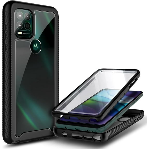 Nagebee Case for Motorola Moto G Stylus 5G with Built-in Screen Protector, Full-Body Protective Rugged Bumper Cover, Shockproof Durable Case (Black)