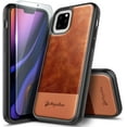 thumbnail image 1 of Nagebee Case for iPhone 11 Pro Max, with Tempered Glass Screen Protector, Premium Cowhide Leather Hybrid Defender Protective Shockproof Rugged Durable Phone Cover, 1 of 5