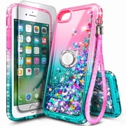 NGB SUPREMACY For iPhone 6/6S/7/8/SE 2nd Gen2020/SE 3rd Gen2022 Screen Protector Ring Holder Wrist Strap Lanyard Shiny Sparkly Glitter iP 6/6s/7/8/SE 2nd/SE 3rd Case Cover