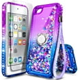 thumbnail image 1 of Nagebee Case for iPod Touch 7th 6th 5th Generation, iPod Touch 7 6 5 Gen with Screen Protector, Liquid Glitter Floating Bling Diamond [Ring Holder & Wrist Strap] Women Girls (Purple/Blue), 1 of 7
