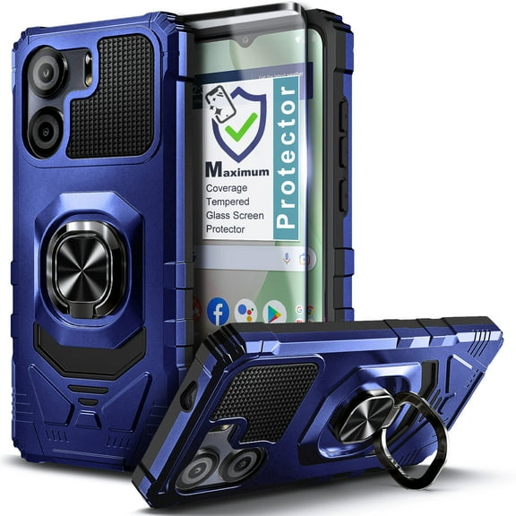 Nagebee For Blu View 5 (B160V) Phone Case Built-In Kickstand Screen Protector Magnetic Car Mount Ring Holder Case Cover