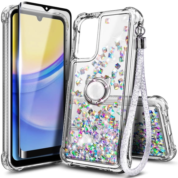 Nagebee For Gabb Phone 4 Pro Phone Case Screen Protector Ring Holder Wrist Strap Lanyard Glitter Liquid Phone Cover