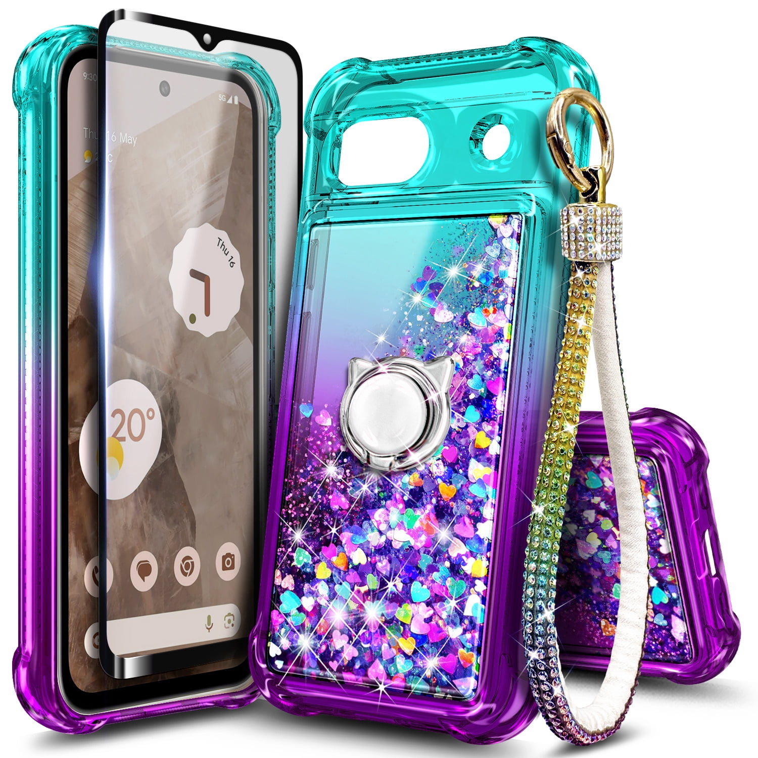 Nagebee For Google Pixel 8a Phone Case with Tempered Glass Screen ...