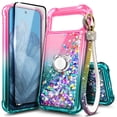thumbnail image 1 of Nagebee For Google Pixel 9 Phone Case Screen Protector Ring Holder Wrist Strap Lanyard Glitter Liquid Phone Cover, 1 of 6