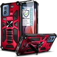 thumbnail image 1 of Nagebee For Motorola Moto g PLAY (2024) Phone Case with Tempered Glass Screen Protector, Full-Body Protective Shockproof [Military-Grade] Built in Kickstand Heavy-Duty (Red), 1 of 6