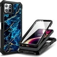 thumbnail image 1 of Nagebee Phone Case Compatible for Boost Mobile Celero 5G Plus 7.0" (2023) with [Built-in Screen Protector] Full-Body Protective Shockproof Rugged Bumper Impact Resist Durable Cover (Marble Sapphire), 1 of 6