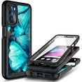 thumbnail image 1 of Nagebee Phone Case Compatible for Motorola Moto G 5G (2022) with [Built-in Screen Protector], Full-Body Protective Shockproof Rugged Bumper Cover, Impact Resist Durable Case (Blue Butterfly), 1 of 5