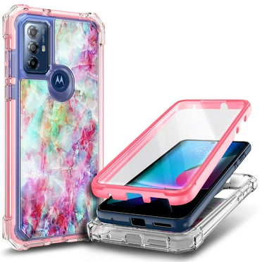 Nagebee Phone Case Compatible for Motorola Moto G Play (2023) with [Built-in Screen Protector] Full-Body Protective Shockproof Rugged Bumper Cover Impact Resist Durable Cover Case (Marble Fantasy)