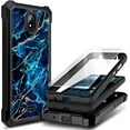thumbnail image 1 of Nagebee Phone Case Compatible for Nokia C100 with Tempered Glass Screen Protector, Full-Body Protective Shockproof Rugged Bumper Cover Impact Resist Durable Phone Case (Sapphire), 1 of 6