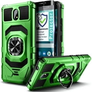 Nagebee Phone Case Compatible for Nokia C100 with Tempered Glass Screen Protector (Full Coverage), Full-Body Protective Armor [Military-Grade], Magnetic Car Mount Ring Holder Heavy-Duty (Green)