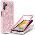 thumbnail image 1 of Nagebee Phone Case Compatible for Samsung Galaxy A14 5G with [Built-in Screen Protector], Full-Body Shockproof Protective Bumper Cover Impact Resist Durable (Pink Glitter), 1 of 5