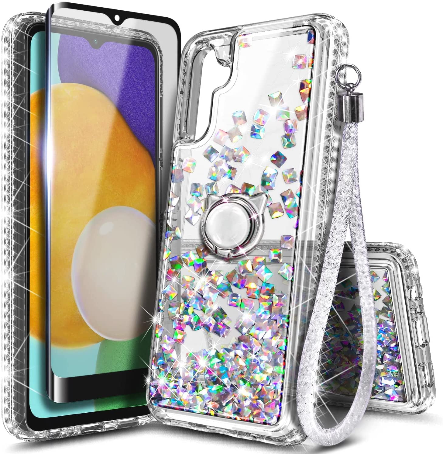 Nagebee Samsung Galaxy A14 5G Case, Glitter Liquid with Tempered