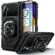 Nagebee Phone Case Compatible for Samsung Galaxy A54 5G with Tempered Glass Screen Protector Full Coverage, Full-Body Protective [Military-Grade] Magnetic Car Mount Ring Holder Durable Black