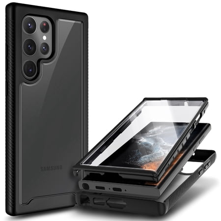 Nagebee Phone Case Compatible for Samsung Galaxy S23 / S23 Plus / S23 Ultra with [Built-in Screen Protector], Full-Body Shockproof Protective Bumper Cover Impact Resist Durable (Black)