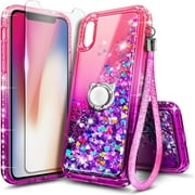 NGB SUPREMACY For iPhone X/XS Phone Case Screen Protector Ring Holder Wrist Strap Lanyard Shiny Sparkly Glitter iPhone X/XS Case Cover